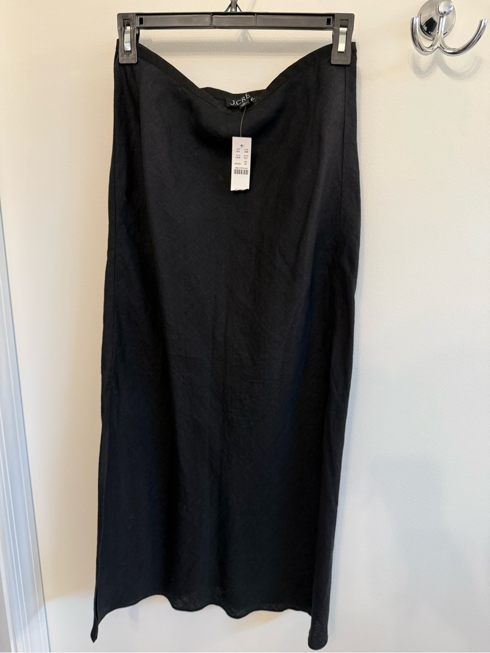 NWT J.Crew Black linen Midi Slip Skirt size XS